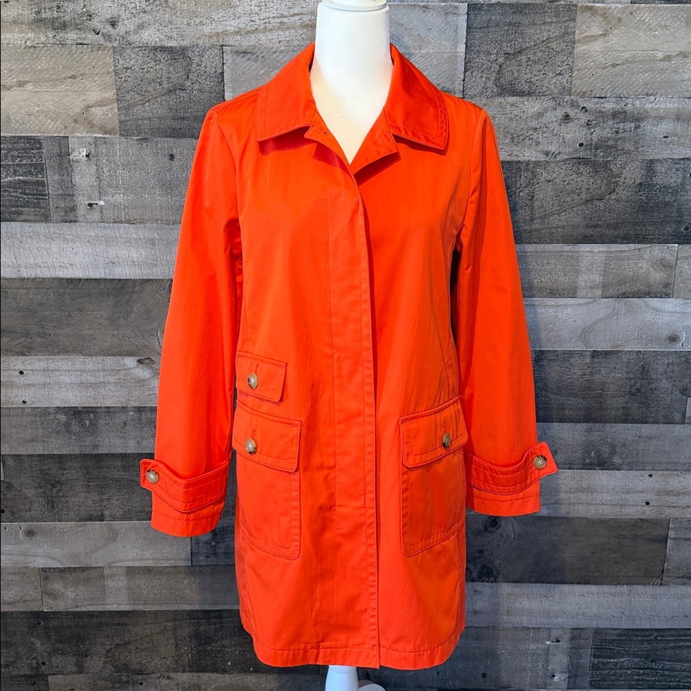 Talbots Poppy Red Trench Coat Size 10